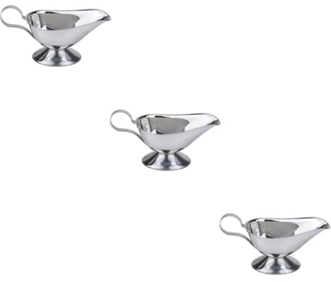 Yardenfun 3pcs Stainless Steel Sauce Bowl Lids Condiment Container Gravy Boat Seasoning
