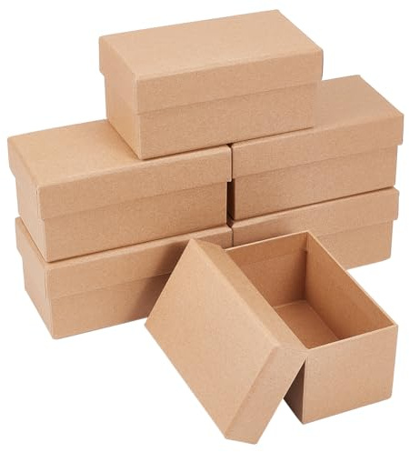BENECREAT 6 Pack Kraftpapier Box, 13x7x6cm Schmuck Geschenk Boxen Karton Schmuck Boxen Kraft Fall für Halskette Ohrring Lagerung, Hochzeit Weihnachten Party Favors