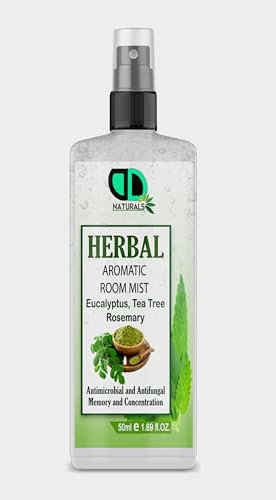 Herbal Aromatic Room Spray | Air Freshener for Home, Car & Office, Long-lasting Fragrance, Smoke free, Non-Toxic, Pillow Mist Spray 50ml (Eucalyptus, Tea Tree, and Rosemary Essential Oils)