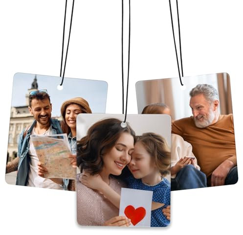 Profumatore Deodorante per Auto Personalizzato con Doppia Foto Stampata, Adatto per Specchietti Retrovisori, Armadio, Bagno, Ornamenti da Appendere