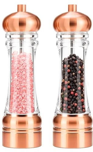 Gold Salt And Pepper Grinder Set,8 Inch Acrylic Elegant Salt Shaker Mill Set,Adjustable Coarseness,2 Pack