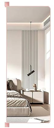 Armoire pliante rotative cachée avec porte coulissante miroir pleine longueur à l'intérieur Or rose 90 x 30 cm