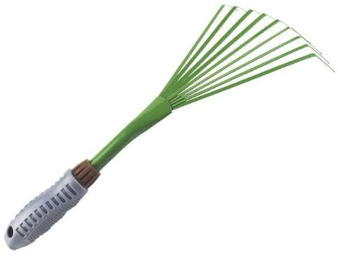 9Teeth Garden Rake,15.5 Inch Grass Rake Hand Rake,Leaf Broom with Comfort Grip,Small Hand Fan Rake,Pet Excrement Rake for Gardening