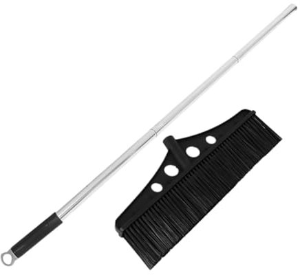 Didiseaon Stainless Steel Garden Broom Long Handle Push Sweeper for Outdoor Cleaning Versatile Brush for Concrete Wood