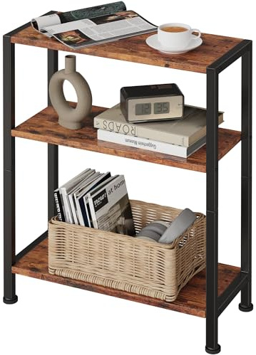 Vantimo Beistelltisch, KleinerBeistelltisch, Sofa-Beistelltisch für schmale Räume, SchlankerBeistelltisch, Nachttisch, für Wohnzimmer Schlafzimmer Büro, Vintagebraun
