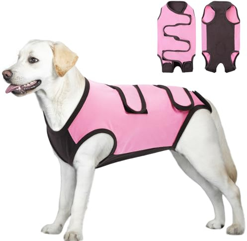 ASENKU Hundebody Nach Op, Hundebody Nach Kastration Hündin Rüde, Hundepyjama für Kleine, Mittlere und Große Hunde,Erholungsanzug nach Operation, Anti-Lecken, Wundschutz, Kegel-Alternative, Rosa, 2XL