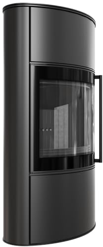 KRATKI Kaminofen Bjorn Hoch 10 kW Ø150 mm Schwarz Stahlofen – Türfeder – BImSchV 2 & Ecodesign – Schwedenofen Energieeffizienzklasse A