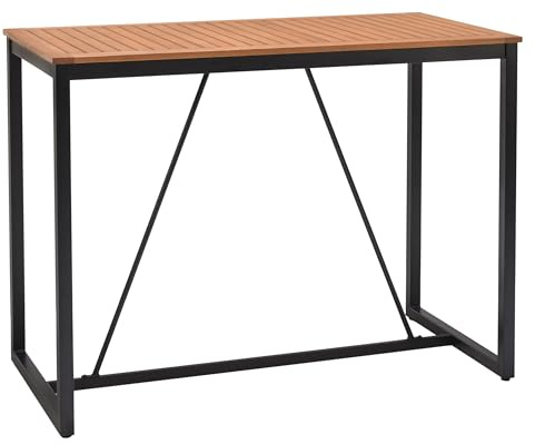 METRO Professional Outdoor Bistro Stehtisch Lynx, Aluminium/Eukalyptusholz, 142 x 70 cm, Wetterbeständig, Rechteckig, Natur/Schwarz