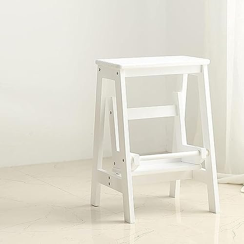 Escabeau échelle Chaise escabeau escabeau Deux marches, Chaise d'escalier en Bois Grande échelle escabeau Multifonction Pliant Cuisine marchepied Course Jambe de Force Banc à Chaussures/éta
