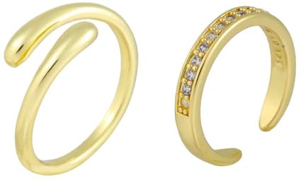 Mikovivi 2 Zehenringe für Damen, Offene Zehenringe aus Kupfer mit Zirkonia Tragbares Fußschmuckgeschenk für den Sommerstrand Modisches Damenaccessoire (Gold)