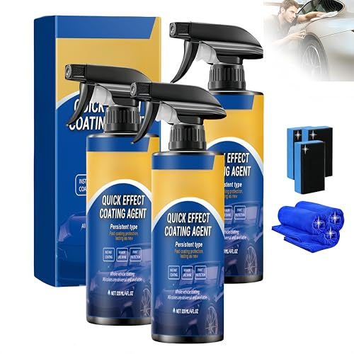 Spray di rivestimento ad azione rapida per auto, agente rinnovante, spray lucidante per cera auto, rivestimento riparatore e protettivo per tutti i tipi di veicoli (3Pezzo)