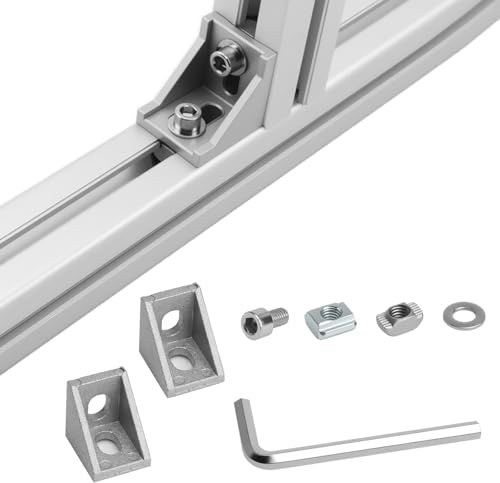 APOMOONS 20 Profilo Alluminio 20x20mm, Connettore Angolare in Profilo di Alluminio, Materiale di Montaggio per Profilati Con Viti e Dadi, per Rinforzare porte, Finestre, Scaffali, Banchi da Lavoro