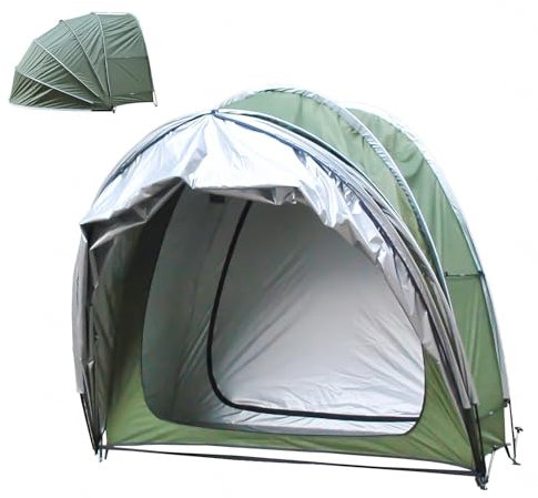 Bike Tent Outdoor Storage Waterproof Hanging 2 in 1 Bicycle Covers Outdoor Storage Waterproof with Double Doors for 2-5 Bikes Shed and Storage Storage Sheds,Green (Green)