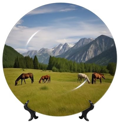 BWLHJKE Assiette décorative en porcelaine anglaise avec image - Assiettes à dîner personnalisées en porcelaine avec support de présentation - Assiette décorative en céramique pour décoration murale