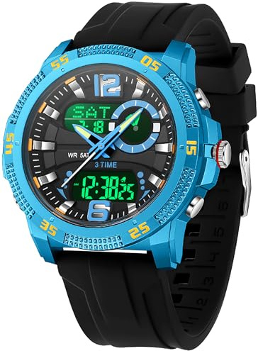 findtime Herren Uhren Sportuhr Robuste Outdoor wasserdichte Digitale Analoge für Männer Jungen Jugendliche Teenager Armbanduhren mit Alarm Countdown LED Licht Stoppuhr
