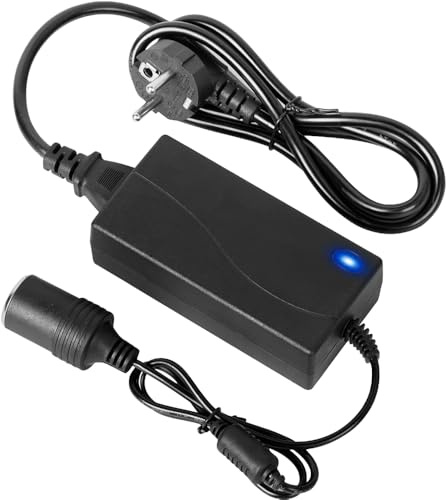 Spannungswandler 230V auf 12V, Adapter Zigarettenanzünder Steckdose, 60W 5A KFZ Netzadapter, Konverter Netzadapter für Auto-Staubsauger, Kompressoren, Kühlbox, Autoventilator