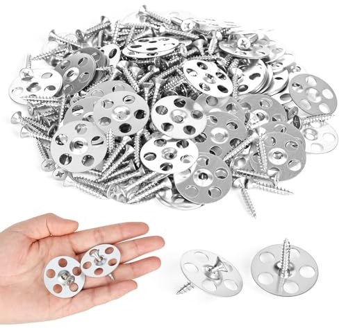 XCRPRT 120 Pcs 36mm Easy Fix Washers, Heavy Duty Galvanized Steel Fasteners,Foam Board Fasteners with Screws for Plasterboard, Tile Backer Boards, XPS Insulation