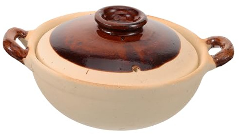 Warmhm Cocotte En Terre Cuite 500 Ml Pour Cuisson Traditionnelle, Pot En Argile Double Anse, Antiadhésive Et Résistante à Haute Température, Cuisson Mijotée Maison Et Repas Convivial