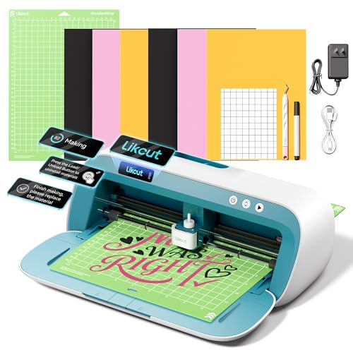 Likcut S41 Schneideplotter mit Print Then Cut, für DIY Sticker & Vinyl | Tragbare A4 Plotter mit plottermaschine starterset, für Deko, Etiketten, Geschenken, Blau