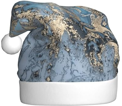 GUOLGP Gorro de Navidad con estampado de mármol, gorro de Papá Noel, celebraciones, unisex, accesorio para disfraz de fiesta de Navidad