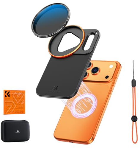 K&F CONCEPT Doppelseitiger magnetischer Filterclip mit 58mm VND2-32 Filter | Nur kompatibel mit iPhone 17 Pro und 58-mm-Gewindefiltern, FA101