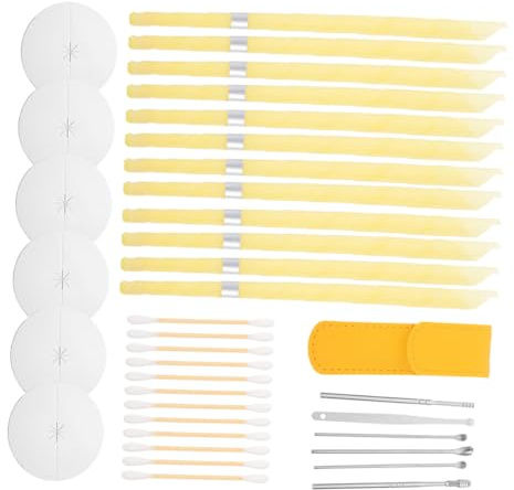 BIUDECO 2sets Candele per Rimozione Cerume Orecchie Kit con Aromaterapia e Disco Protettivo Dispositivo Pulizia Orecchie in Cera d Api Sicura Uso Domestico