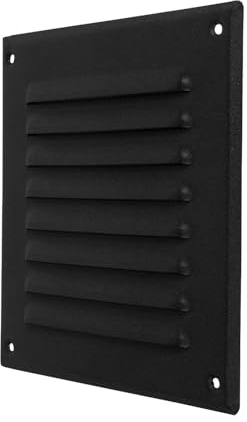 Repa Market 165 x 165 mm Black Wall Vent Cover with Screen Mesh - Indoor, Outdoor Soffit Vents - External Vent Cover - Ventilation Grilles, Metal Air Vent Covers for Walls, HVAC, Tumble Dryer Vent