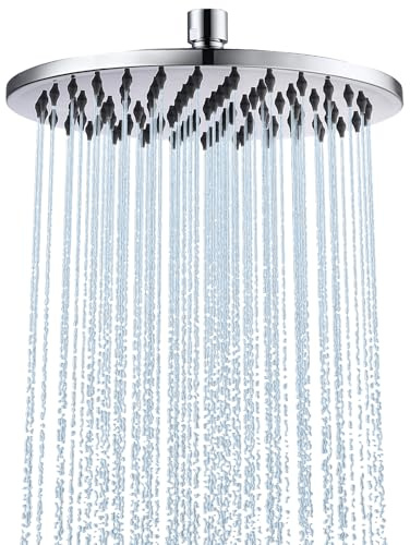 Hardivalue Edelstahl-Regendusche 20 × 20 cm | Gleichmäßiger Regenstrahl, Anti-Kalk-Silikondüsen, korrosionsbeständig, pflegeleicht und einfach zu montieren, Chrom