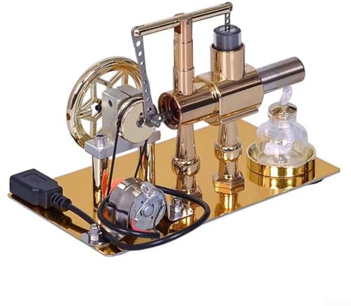 Physics Science Collection - Modelo de motor de aire caliente con generador de un solo cilindro para demostraciones educativas de los principios del motor de combustión externa y funcionamiento