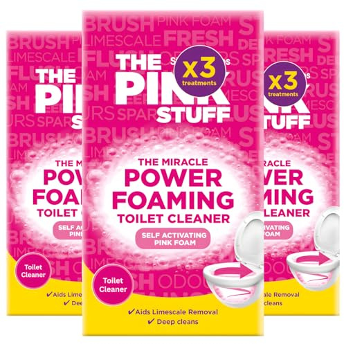Pink Stuff Miracle Power Foaming Toilet Cleaner 100g x 3 Treatments (3 Box) Deep Cleaning Self-Activating Pink Foam for Tough Stain, Odour & Limescale Removal, Toilet Bowl Descaler & Freshener