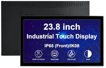 VSDISPLAY Monitor touchscreen industriale 23,8 pollici 1920x1080 350 nits | IP65 frontale, tocco di 10 punti, temperatura ampia,alloggiamento in lega di alluminio