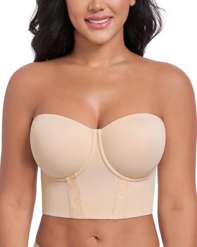 DotVol Sin Tirante Sujetador Moldeador Largo Corsé Push Up Copa Completa