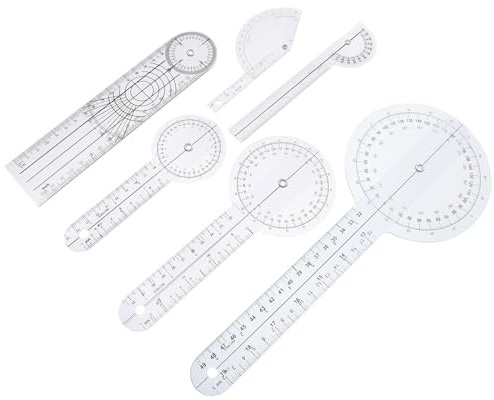Toyvian Set 6 Pezzi Goniometro Ortopedico in Plastica Righello Angolare 360 Gradi per Misurazioni Accurate e Portatile in Fisioterapia