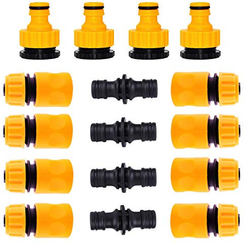Mengger raccordi per tubo da giardino in plastica Tubi connettori Maschi 16 Pezzi Tubi con Attacco rapido da 1/2 Quick Connect Acqua Connettore per Irrigazione e Giardino giunzione