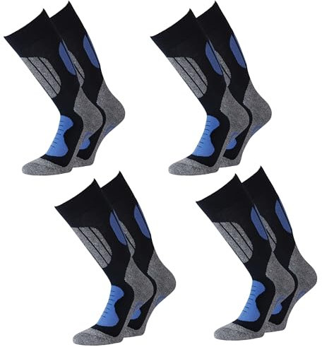 KB 4 Paar Ski Socken Herren und Damen Kniestrümpfe zum Skifahren, Snowboarden, Wintersport, warme Sportsocken Skisocke Trekkingsocken 35-38, 39-42, 43-46 und 47-50