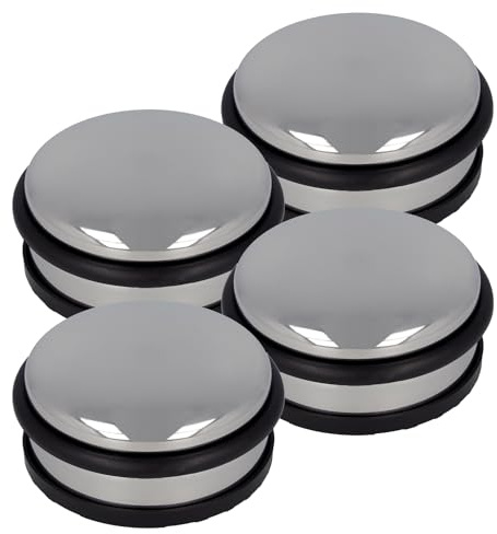 Westcott Türstopper aus Edelstahl 4 Stück | Runder Türstopper mit 1,2kg Eigengewicht | Türschonender Gummiring | Extra rutschfeste Unterseite | ⌀ 10cm, Höhe 4cm | Stabil bei Durchzug | E-19001 00