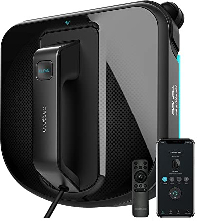 Cecotec Robot Limpiacristales Conga WinDroid 990 Connected. App Control, iTech WinSquare, Navegación Inteligente, Diseño Cuadrado, Mopa Vibradora, 5 Modos, Sistema Seguridad Anticaídas