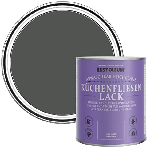 Rust-Oleum Grey Water-Resistant Kitchen Tile Paint in Gloss Finish - Graphite 750ml