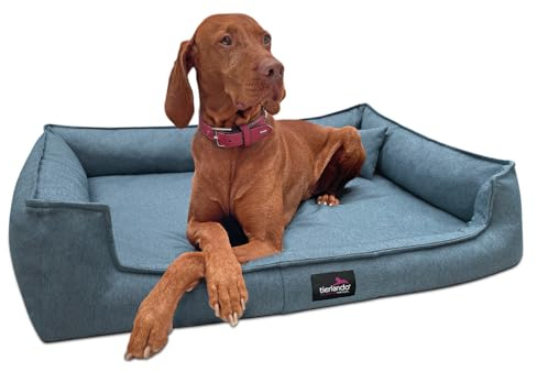 tierlando® Orthopädisches Hundebett Gustav Scandi CHIC | XXL Hundesofa eleganter Bezug waschbar, herausnehmbar, Mobile Matratze Größe: 130x100cm | Farbe: 21 Blau