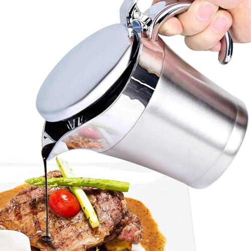 750ml Thermo-Sauciere mit Klappdeckel, 304 Edelstahl Doppelt Isoliert Saucenkanne Eleganter Soßenkanne Thermosoße Topf für Servieren von Soße Vanillesoße Sahne Soße Heimgebrauch und Dinnerpartys
