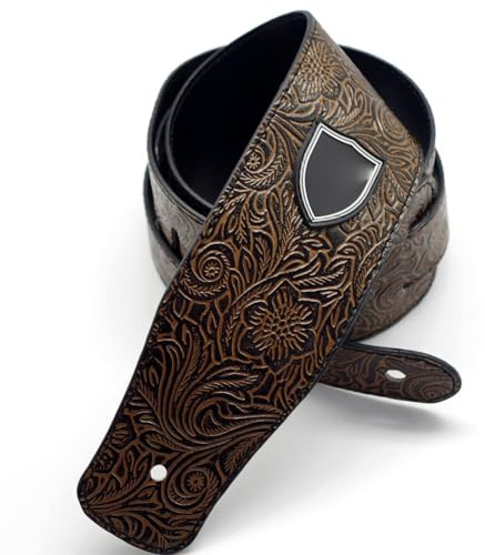 Correas De Guitarra Eléctrica Acústica, Correa De Bajo Correa De Cuerda De Guitarra De Cuero Pu Correa De Hombro De Guitarra Para Bajo Guitarras Acustica Y Electrica(Marrón)