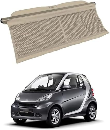 LJlijing Auto Laderaumabdeckung Rollo für Smart 2015 2016 2017 2018, Vorhang Heckschild Sicherheit Kofferraumablage Hinten Schattenschutz Zubehör