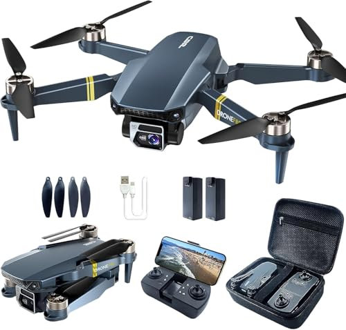 Brushless Super Endurance Foldable Quadcopter Drone for Beginners–40+ mins Flight Time,Wi-Fi Drone with 120°Wide-Angle 4K HD Camera, Brushless Motor, Follow me, Dual Cameras(2 Batteries)
