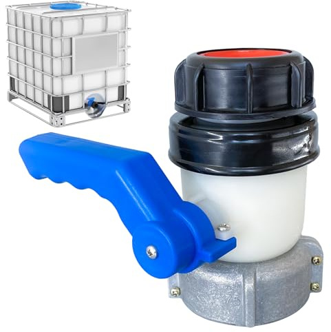 Chengshi IBC-Adapter-Kugelhahn DN50 75 mm IT auf S60 x 6, IBC-Tank-Zubehör-Adapter-Auslass-Steuerventil für IBC-Container-Wassertank (DN50 (75 mm))