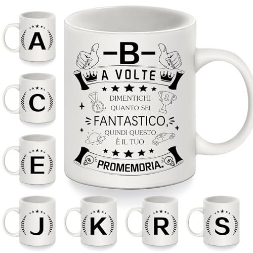 A Volte Dimentichi Quanto Sei Fantastico A-Z Tazze Iniziali Tazzine da Caffè ispirazionali per donne uomini Mamma papà figlia figlio sorella nonna colleghi amici Compleanno Regalo di Natale (B)