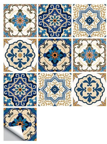 20 PCS Fliesenaufkleber Selbstklebende,Einfache Farbe,marokkanischer Stil,Fliesen Fliesenaufkleber für Bad und Küche Deko Wasserfest Fliesen Aufkleber,20x20cm