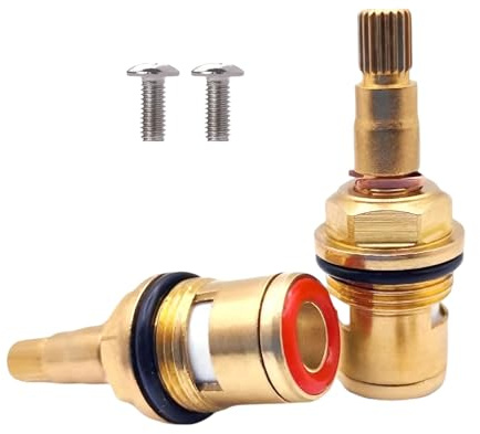 1 Pair Universal Replacement Tap,Ceramic Tap Cartridge Replacement Brass Tap Glands Repair Kit 1/4 Turn Tap Cartridge Valves Brass Ceramic Disc Cartridge Faucet Repair Parts(5.6cm)