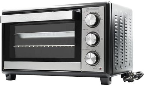 BEHOME Horno Eléctrico de Sobremesa Ventilado Pequeño 30L, Temperatura hasta 230°, Temporizador 60 min, Horno Eléctrico de Sobremesa con grill, bandeja de horno y elevador de grill incluidos