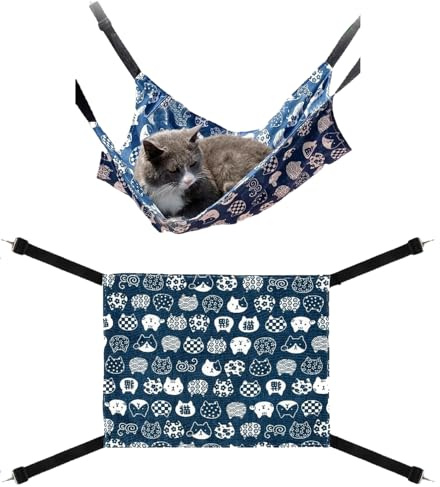 BOBOZHONG Amaca per Gatti - Amaca Morbida e Traspirante per Gabbie, 46x37 cm, Letto Sospeso per Gatti, Conigli e Piccoli Animali - Facile da Pulire e Montare, Ideale per Interni/Esterni