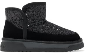 D.Franklin Stivali da Donna in Camoscio con Fodera Interna Atlas Glitter Nero - Stivali per Donna - Moda casuale - Taglia (38)
